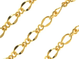 Gold Plated Figaro Chain, 5mm, by the Foot Gold Plated Figaro Chain, 5mm, by the Foot