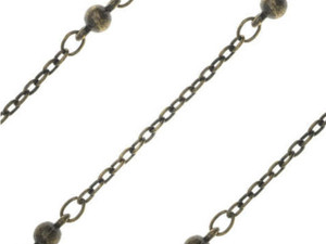Clearance - Was $7.79 - Antiqued Brass Satellite Chain, 1.5mm Links with 3mm Ball, by the Foot Clearance - Was $7.79 - Antiqued Brass Satellite Chain, 1.5mm Links with 3mm Ball, by the Foot