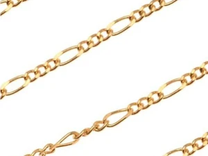 22K Gold Plated Figaro Chain, 4mm x 1.5mm, by the Foot 22K Gold Plated Figaro Chain, 4mm x 1.5mm, by the Foot
