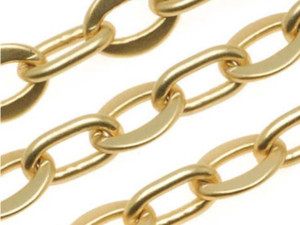 22K Matte Gold Plated Flat Cable Chain, 6mm, by the Foot 22K Matte Gold Plated Flat Cable Chain, 6mm, by the Foot