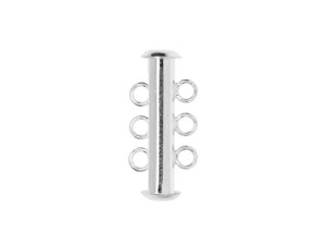 Magnetic Clasps, 3-Strand Slide Tube 22x4mm, Silver Plated (1 Set) Magnetic Clasps, 3-Strand Slide Tube 22x4mm, Silver Plated (1 Set)