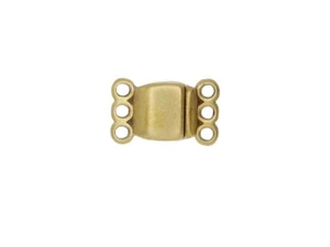 Magnetic Clasps, 3-Strand Rectangle 8x8.5mm, Antiqued Brass (1 Set)