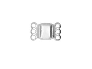 Magnetic Clasps, 3-Strand Rectangle 8x8.5mm, Silver Plated (1 Set) Magnetic Clasps, 3-Strand Rectangle 8x8.5mm, Silver Plated (1 Set)