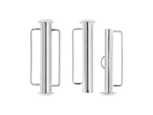 Slide Tube Clasps, with Bar Loops 26.5x10.5mm, Silver Plated (2 Pieces) Slide Tube Clasps, with Bar Loops 26.5x10.5mm, Silver Plated (2 Pieces)