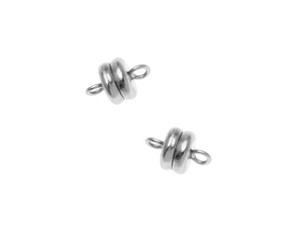 Magnetic Clasps, Round 6x4.5mm, Silver Plated (1 Set) Magnetic Clasps, Round 6x4.5mm, Silver Plated (1 Set)