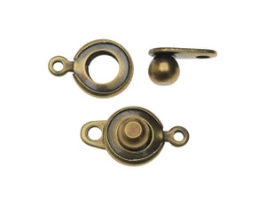 Ball and Socket Clasps, Round 12.5mm, Antiqued Brass (2 Sets)