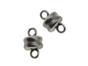 Magnetic Clasps, Round 6x4.5mm, Antiqued Silver Plated