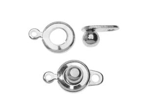 Ball and Socket Clasps, Round 12.5mm, Silver Plated (2 Sets)