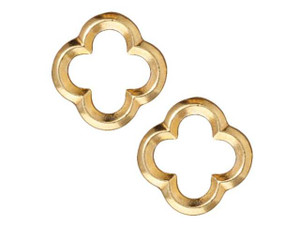 TierraCast Bright 22K Gold Plated Lead-Free Pewter Med Quatrefoil Connector Link 16mm (2 pcs)
