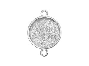Nunn Design Bright Silver Plated Pewter  Collage Bezel Round 2-Loop Link 12.8mm