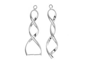 Pinch Bail for Earrings or Pendants, Double Twist, 35mm, Silver Plated (2 Pieces) Pinch Bail for Earrings or Pendants, Double Twist, 35mm, Silver Plated (2 Pieces)