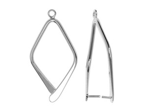 Pinch Bail for Earrings or Pendants, Diamond 32mm, Silver Plated (2 Pieces) Pinch Bail for Earrings or Pendants, Diamond 32mm, Silver Plated (2 Pieces)
