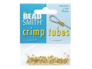The Beadsmith Crimp Beads, Tube 2x2mm, Gold Plated (100 Pieces) The Beadsmith Crimp Beads, Tube 2x2mm, Gold Plated (100 Pieces)