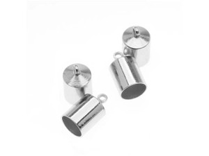 The Beadsmith Cord Ends, Barrel with Ring 12mm, Fits 6.5mm Cord, Silver Plated (4 Pieces) The Beadsmith Cord Ends, Barrel with Ring 12mm, Fits 6.5mm Cord, Silver Plated (4 Pieces)