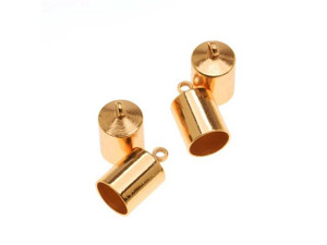 The Beadsmith Cord Ends, Barrel with Ring 12mm, Fits 6.5mm Cord, Gold Plated (4 Pieces) The Beadsmith Cord Ends, Barrel with Ring 12mm, Fits 6.5mm Cord, Gold Plated (4 Pieces)