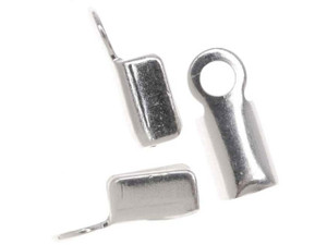 Cord Ends, Foldover For 3mm Ribbon, Silver Plated (20 Pieces) Cord Ends, Foldover For 3mm Ribbon, Silver Plated (20 Pieces)