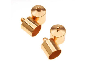 The Beadsmith Cord Ends, Barrel with Ring 12.5mm, Fits 8mm Cord, Gold Plated (4 Pieces) The Beadsmith Cord Ends, Barrel with Ring 12.5mm, Fits 8mm Cord, Gold Plated (4 Pieces)
