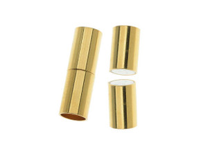 Magnetic Clasps, Tube Cord Ends Fits 6.2mm Cord, Gold Plated (1 Set) Magnetic Clasps, Tube Cord Ends Fits 6.2mm Cord, Gold Plated (1 Set)