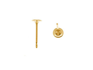 Earring Findings, Post with 4mm Glue On Pad, Gold Plated (10 Pairs) Earring Findings, Post with 4mm Glue On Pad, Gold Plated (10 Pairs)