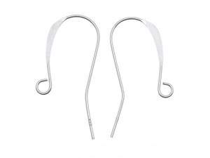 Earring Findings, V-Style Ear Wire Hooks with Loop 44.5mm Long 19 Gauge,  Sterling Silver (1 Pair) 