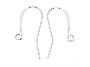 Earring Findings, Flat French Ear Wire Hooks 25.5mm Long 21 Gauge, Sterling Silver (1 Pair) Earring Findings, Flat French Ear Wire Hooks 25.5mm Long 21 Gauge, Sterling Silver (1 Pair)