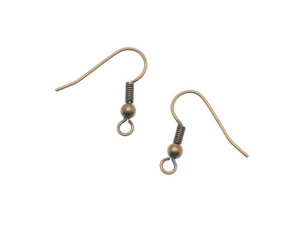 Earring Findings, Hook with Ball & Coil 20mm, Antiqued Brass (25 Pairs) Earring Findings, Hook with Ball & Coil 20mm, Antiqued Brass (25 Pairs)