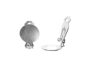 Earring Findings, Clip On Earrings 18mm Glue On Pad, Siver Plated (3 Pairs)