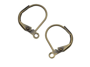 Antiqued Brass Lever-Back Earring Findings (1 Pair)