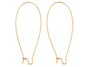 Earring Findings, Kidney Wire Hook 47mm, Gold Plated