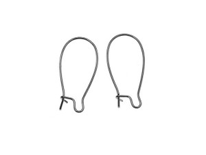 Earring Findings, Kidney Wire Hook 25mm, Gun Metal Plated (10 Pairs) Earring Findings, Kidney Wire Hook 25mm, Gun Metal Plated (10 Pairs)