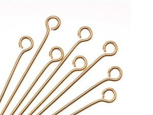 Open Eye Pins, 22K Gold Plated, 1 Inch Long and 21 Gauge Thick