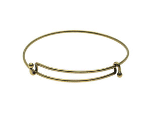 Expandable Charm Bangle Bracelet, Double Bar, 1 Bracelet, Antiqued Brass
