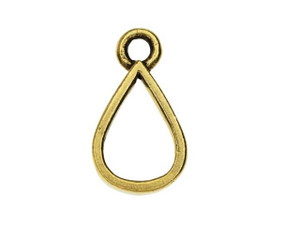 Nunn Design Open Pendant, Small Drop 12x21mm, Antiqued Gold (1 Piece)