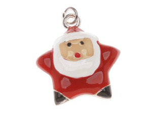 Silver Plated With Enamel Christmas Star Shaped Santa Claus Charm 20mm (1 Piece) Silver Plated With Enamel Christmas Star Shaped Santa Claus Charm 20mm (1 Piece)
