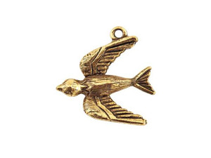 Nunn Design Antiqued 24K Gold Plated Pewter Bird Charm 22mm