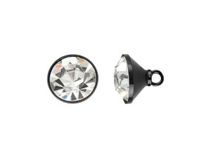Black-Plated 12mm Crystal Rhinestone Cone Button Black-Plated 12mm Crystal Rhinestone Cone Button