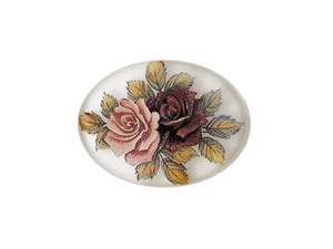 Vintage Style Lucite Cabochon 25x18mm - Pink / Purple Roses On Matte Crystal (1 pcs) Vintage Style Lucite Cabochon 25x18mm - Pink / Purple Roses On Matte Crystal (1 pcs)