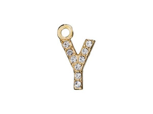 Gold Finish Letter Y Pendant with Ring (7mm) Gold Finish Letter Y Pendant with Ring (7mm)