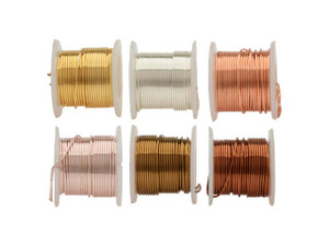 Wire Elements, Tarnish Resistant Copper Wire, 24 Gauge 1 Yard Each (.091  Meters), 6 Spool Pack, Assorted Finishes 