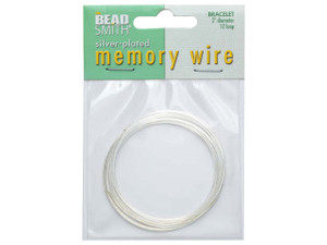 Memory Wire, Bracelet Round Size Small 2 Inch Diameter, 12 Loops, Silver Plated Memory Wire, Bracelet Round Size Small 2 Inch Diameter, 12 Loops, Silver Plated