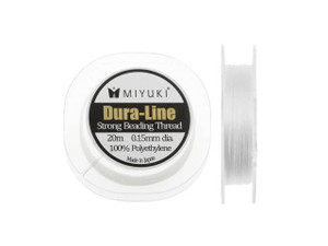 Miyuki Dura-Line Braided Beading Thread, 18lb Test 0.15mm (0.006") Thick, 20 Meters, White Miyuki Dura-Line Braided Beading Thread, 18lb Test 0.15mm (0.006") Thick, 20 Meters, White