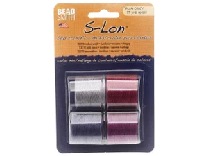 Super-Lon, S-Lon, Cord, Size 18, Four 77 Yard Spools, Plum Crazy Mix