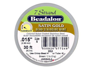 Beadalon Wire Satin Gold 7 Strand .015 Inch / 30Ft Beadalon Wire Satin Gold 7 Strand .015 Inch / 30Ft