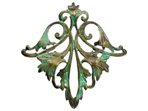 Brass Large Open Fleur de lis with Patina Finish Embellishment Brass Large Open Fleur de lis with Patina Finish Embellishment
