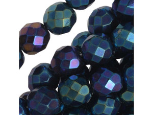 Czech Fire-Polish Glass Beads, Round 8mm, Blue Iris Full-Coat Czech Fire-Polish Glass Beads, Round 8mm, Blue Iris Full-Coat