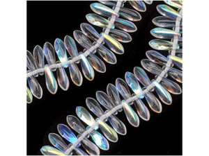 Czech Glass 3 x 10mm Dagger Spear Beads Crystal AB (1 Strand)