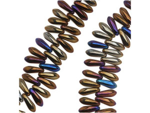 Czech Glass 3 x 10mm Dagger Beads - Brown Iris  (50 pcs) Czech Glass 3 x 10mm Dagger Beads - Brown Iris  (50 pcs)