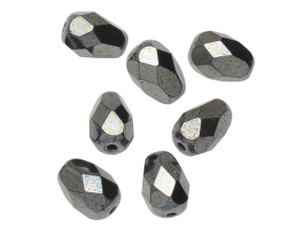 Clearance - Was $3.09 - Czech Fire-Polish Glass Beads, Teardrop 8x6mm, Hematite Full-Coat Clearance - Was $3.09 - Czech Fire-Polish Glass Beads, Teardrop 8x6mm, Hematite Full-Coat