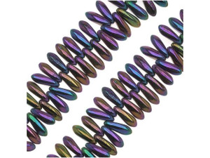 Czech Glass 3 x 10mm Dagger Beads - Purple Iris  (50 pcs)