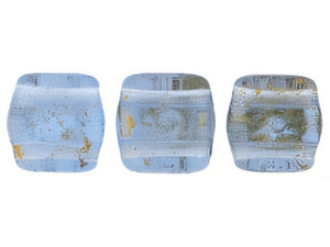 CzechMates Glass 2-Hole Square Tile Beads 6mm - Gold Marbled Light Sapphire (1 Strand)